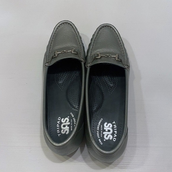 SAS Women's Metro Metallic Silver Leather Horse-Bit‎ Loafers Shoes US Size 7.5 - Picture 5 of 13